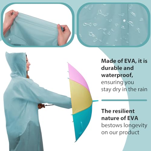 PALAY® Rain Ponchos for Adults Reusable EVA Raincoats with Hood for Women Men Camping Hiking Music Festival Outdoor Activities Pack of 2 Blue 2PCS PALAY® Rain Ponchos for Adults Reusable EVA Raincoats with Hood for Women Men Camping Hiking Music Festival Outdoor Activities Pack of 2 Blue 2PCS